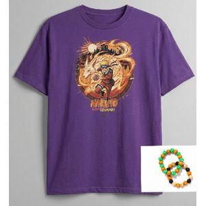 T-shirt Manga Naruto Uzumaki + 2 bracelets – Édition Spéciale Rasengan & Kyubi