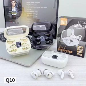 Écouteurs Bluetooth Q10 – Son Stéréo, Boîtier de Recharge & Design 2-en-1