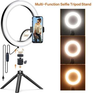 True 10" Super Bright Lampe Annulaire LED + Trépied - Noir