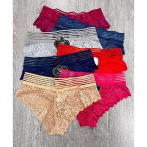 Culotte pour femme transparente ajourée en dentelle, sous-vêtements  - Lot de 06 culottes dentelles
