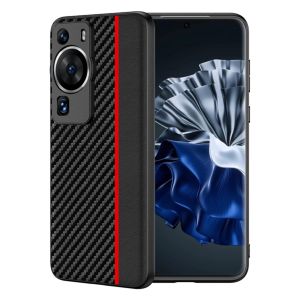 Coque Huawei P60 Pro / P60 noir rouge tissu 