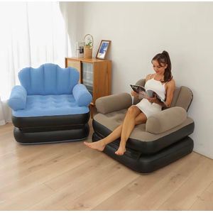 GUETIO Canapé-Lit Gonflable Pliable Inclinable – Fauteuil Convertible en PVC Flocké Écologique