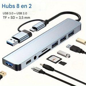 Adaptateur Multiport 8-en-2 USB-C & USB-A