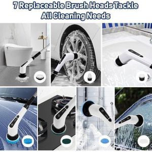 Super Épurateur électrique à Rotation, Brosse à Récurer électrique , Avec Long Manche, Réglage à 2 Vitesses