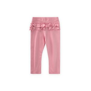 Cigit Leggings Bébé côtelés à volants au dos - Pêche