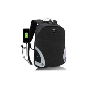 Mode Sac à Dos pour école et bureau Antivol Noir-gris, étanche, chargeur USB, grande capacité, pour ordinateur portable