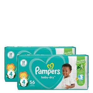 Pampers 112 Couches : Lot De 2 Baby Dry Maxi Taille 4 - 56 Couches