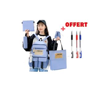 Mode sacs d'école 4 en 1 Sac à dos unisexe (Contient des jouets d'Ourson et des badges)