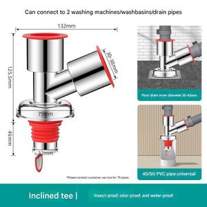 Tuyau d'évacuation pour machine à laver, siphon de sol, joint d'étanchéité pour tuyau d'évacuation à 3 voies