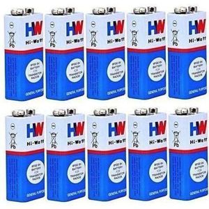 Lot De 10 Batteries Ou Piles De 9v HI-Watt Pour Microphone Baladeur