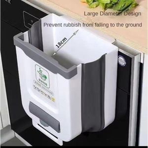 Poubelle de Cuisine Pliable et Suspendue – Bac à Ordures Mural Blanc et Gris (Gain de Place) + Sacs Poubelle 15L OFFERTS