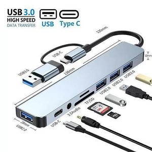 hub USB C, hub USB A, adaptateur 8 en 1, lecteur carte SD TF, jack 3.5 mm, adaptateur MacBook, multiprise USB, adaptateur tablette