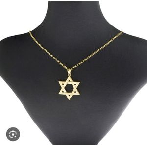  chaîne Homme  pendentif Étoile de David, bijoux religieux couleur Doré,  En Acier Inoxydable idéal cadeau de saint valentin , anniversaire, mariage 