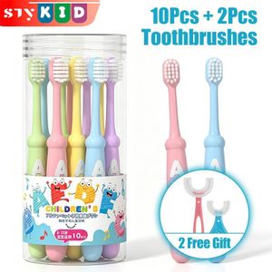 STY Ensemble de brosse à dents pour enfants de 10 Pcs ensemble de brosse à dents pour enfants emballé de valeur (6-12 ans) ensemble de nettoyage Oral