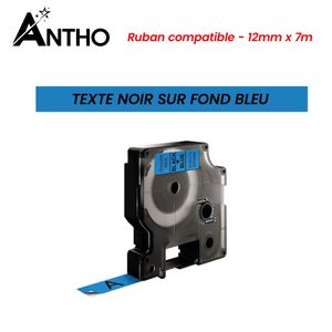 ANTHO Dymo D1 étiquettes Autocollantes - Impression en noir sur fond bleu - 12 MM X 7 M