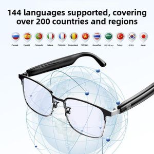 Lunettes intelligentes, traduction en temps réel en 100 langues, musique Bluetooth 5.4, verres polarisés TAC U V400, batterie 8H, lunettes de soleil légères pour voyages d'affaires