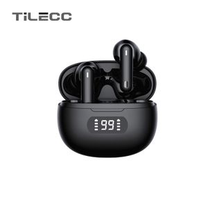 TiLECC Digital display Bluetooth headset, wireless 5.4, low latency, four-microphone ENC, noise reduction, 360° Dolby Atmos, dual mode for gaming and music, ear microphone