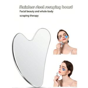 Planche Gua Sha en acier inoxydable, outil de grattage lymphatique en forme de cœur, beauté par ventouses pour le visage et le cou
