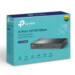 TP-Link Switch de bureau 9 ports 10/100 Mbps avec 8 ports PoE+ - TL-SF1009P