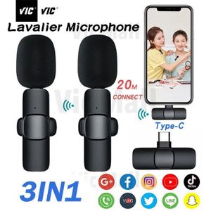VIC 3 pcs Nouveau Microphone Lavalier Sans Fil Portable pour Enregistrement Audio Vidéo Mini Micro