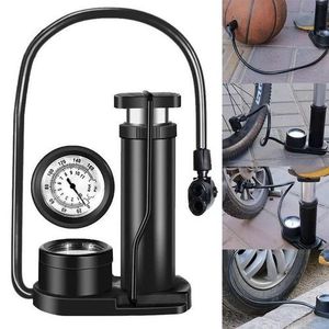 Pompe à Pied Portable En Aluminium Pour Vélo Gonfleur à Pression -Noir