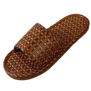 Chaussures de maison pour hommes, sandales d'été en rattan et paille, babouches pour intérieur, linge naturel, antidérapantes, sans odeur, pour les pieds, été, protection environnementale, santé naturelle, couleur marron