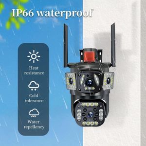 Caméra de surveillance extérieure IP PTZ WiFi 4K 6 MP avec objectif panoramique