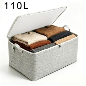 110L grands sacs de stockage, organisateur de stockage de vêtements pliables avec fermeture éclaire et poignées, bacs de stockage en tissu de lin pour vêtements, couvertures, linge de lit, jouets, organisation de placard de chambre