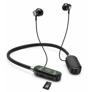 Casque Bluetooth Tour de Cou Magnétique – Écran LED et Carte Mémoire Compatible
