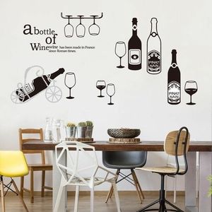 Bouteilles De Vin, Caves Et Restaurants Autocollant Mural Vinyle - Noir