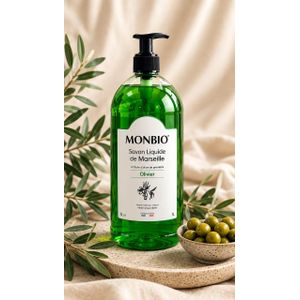 MONBIO Gel Douche Savon de Marseille à l’Huile d’Olivier – Nettoyant Corps Doux & Parfumé