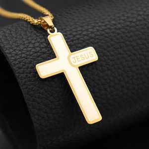 Longue chaîne Homme 60cm Doré,  bijoux religieux  En Acier Inoxydable Pendentif croix de jesus incrusté de jesus idéal cadeau de saint valentin, anniversaire,  mariage, baptêmes 