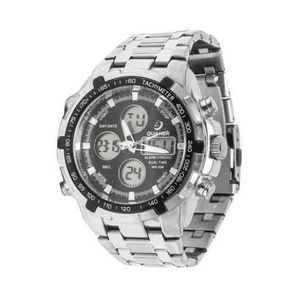 Quamer Montre Homme Quamer Analogique Et Numerique Avec Chrono Intégré - Argent/Noir