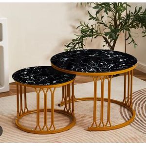 Ensemble de Tables Gigognes Noir & Or