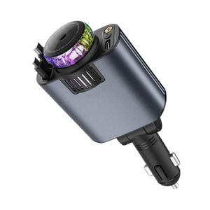 Chargeur de voiture 5 en 1 rapide avec projection d'étoiles et parfum, support de téléphone rétractable super rapide pour voiture 