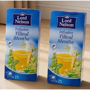 50 sachets thé  infusion Tileul Menthe . Lord Nelson.  