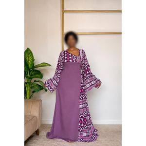 Mode Robe Longue Femme Élégante Mauve à Motifs