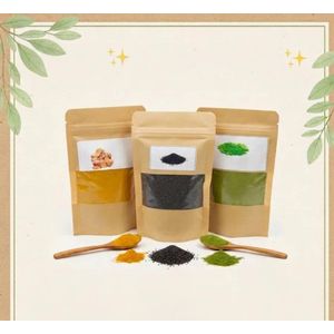 3 EPICES ( cucurma,grains de nigelle  , moringa)