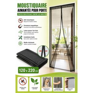Rideau en Moustiquaire Magnétique pour Porte – Rideau Anti-Moustiques 120 × 220 cm