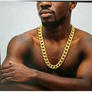 Collier Chaîne Curb Épaisse De Patron Imposant Doré 18K Pour Homme, Chaîne Épaisse 12MM, Longueur 60CM Style Hip Hop, Statement, Vente Liquidation