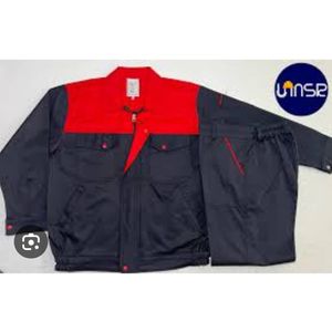 Ensemble de Travail Professionnel Homme Bicolore Rouge & Noir – Veste + Pantalon Multi-Poches