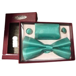 Coffret Nœud Papillon + Pochette + Bouton De Manchettes - Turquoise