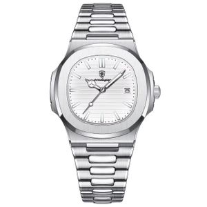 Montre de Luxe Poedagar unisexe en Acier Inoxydable – Design Élégant avec Cadran Blanc.
