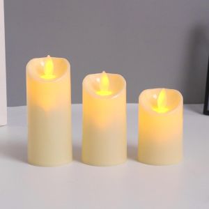 Flushrenic Ensemble de 3 pièces de bougies, lumières LED, décorations de Noël, mariages de la Saint-Valentin, ramadan décorations de Noël clignotant, fausses bougies