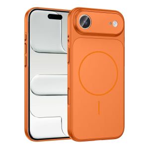 Coque MagSafe Protection Rigide avec Verre trempé Caméra Compatible iPhone 17 Air - ORANGE