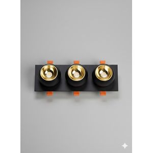Spot LED Triple Encastrable Orientable - Noir & Or Luxe