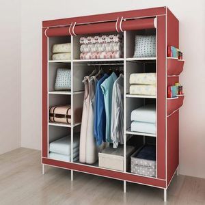 Armoire portable, étagère de rangement à 8 compartiments, étagère de rangement pour vêtements- couleur rouge