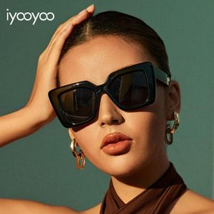 iyooyoo Lunettes de soleil surdimensionnées carrées à la mode pour hommes et femmes, protection UV400 unisexe