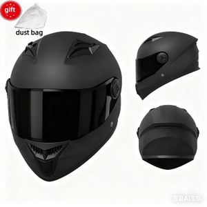 Casque de moto, casque de sécurité, chaud et épaissi - miroir à thé - noir