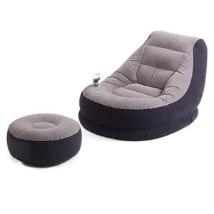 Fauteuil , Pouf Gonflable- Gris/noir